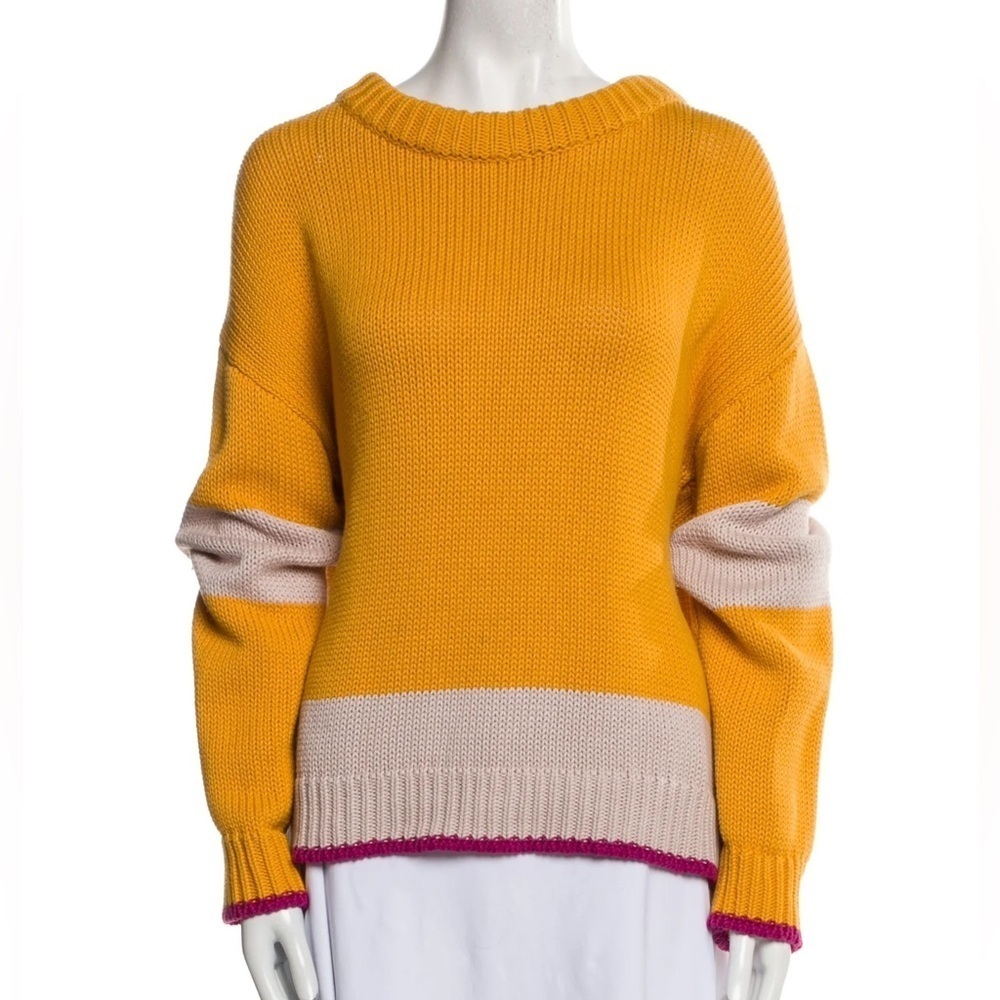 La DoubleJ yellow & pink colourblock Boy cotton wool slouchy sweater - Medium - Picture 2 of 3